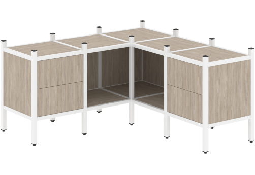 Стеллаж угловой внутренний вариант 27 Европа, цвет дуб аттик + белый