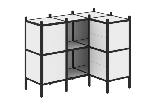 Стеллаж угловой внутренний вариант 28 Европа, цвет белый бриллиант + черный