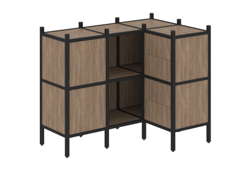 Стеллаж угловой внутренний вариант 28 Европа, цвет дуб аризона + черный