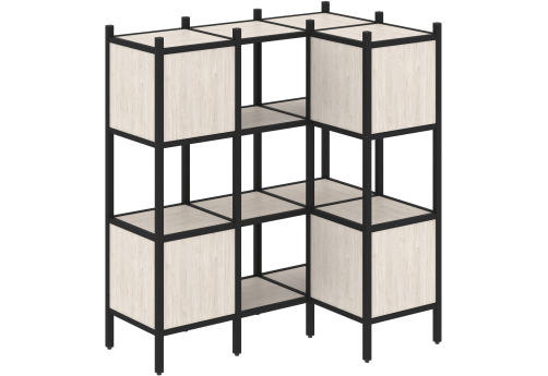 Стеллаж угловой внутренний вариант 29 Европа, цвет денвер светлый + черный