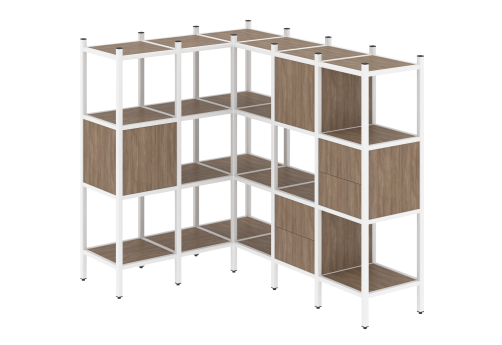 Стеллаж угловой внутренний вариант 30 Европа, цвет дуб аризона + белый