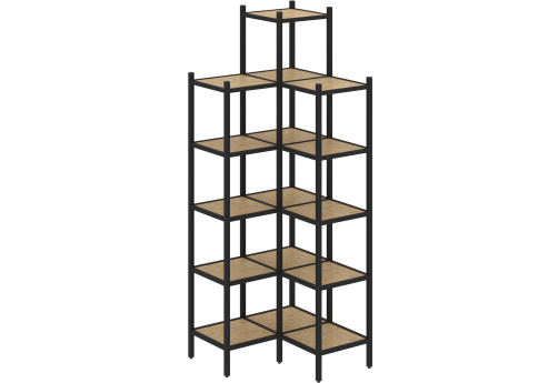 Стеллаж угловой внутренний вариант 32 Европа, цвет тиквуд светлый + черный