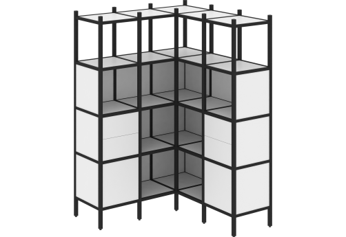 Стеллаж угловой внутренний вариант 33 Европа, цвет белый бриллиант + черный