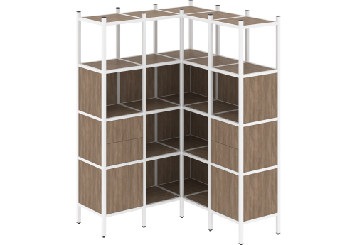 Стеллаж угловой внутренний вариант 33 Европа, цвет дуб аризона + белый