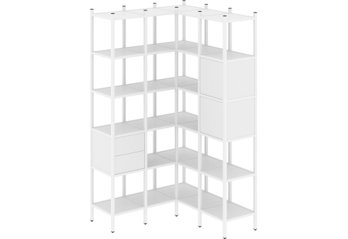 Стеллаж угловой внутренний вариант 34 Европа, цвет белый бриллиант + белый