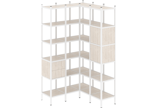 Стеллаж угловой внутренний вариант 34 Европа, цвет денвер светлый + белый