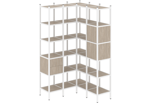 Стеллаж угловой внутренний вариант 34 Европа, цвет дуб аттик + белый