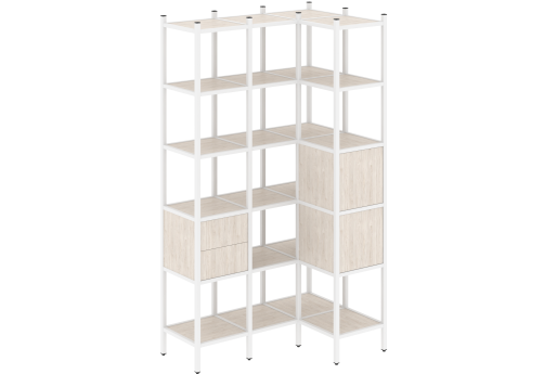 Стеллаж угловой внутренний вариант 35 Европа, цвет денвер светлый + белый