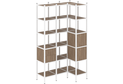 Стеллаж угловой внутренний вариант 35 Европа, цвет дуб аризона + белый