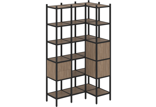 Стеллаж угловой внутренний вариант 35 Европа, цвет дуб аризона + черный