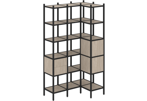 Стеллаж угловой внутренний вариант 35 Европа, цвет дуб аттик + черный