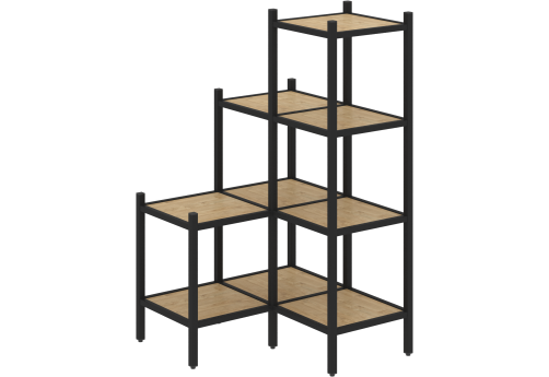 Стеллаж угловой внутренний вариант 36 Европа, цвет тиквуд светлый + черный