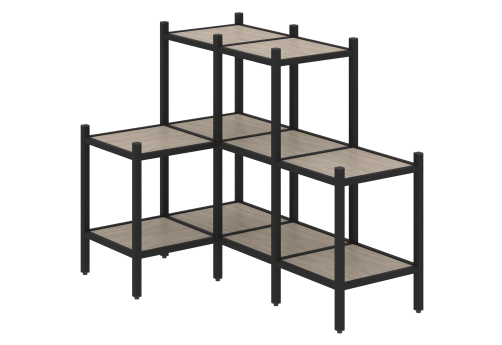 Стеллаж угловой внутренний вариант 37 Европа, цвет дуб аттик + черный