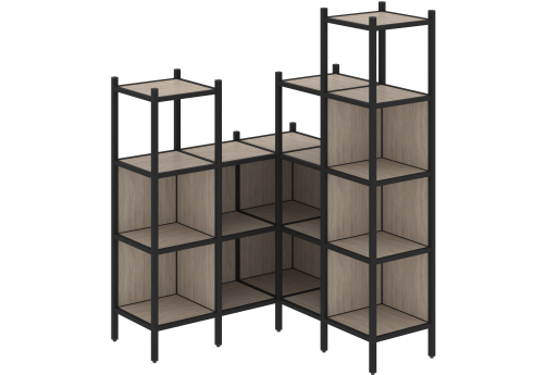 Стеллаж угловой внутренний вариант 39 Европа, цвет дуб аттик + черный