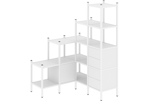 Стеллаж угловой внутренний вариант 40 Европа, цвет белый бриллиант + белый