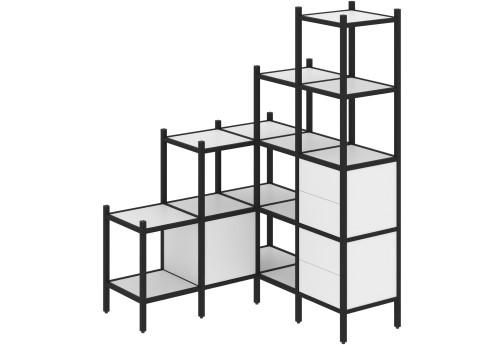 Стеллаж угловой внутренний вариант 40 Европа, цвет белый бриллиант + черный