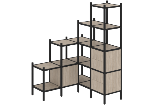 Стеллаж угловой внутренний вариант 40 Европа, цвет дуб аттик + черный