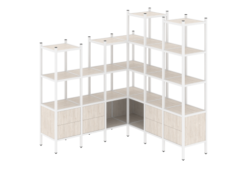 Стеллаж угловой внутренний вариант 41 Европа, цвет денвер светлый + белый