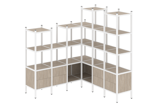 Стеллаж угловой внутренний вариант 41 Европа, цвет дуб аттик + белый