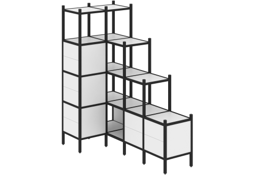 Стеллаж угловой внутренний вариант 42 Европа, цвет белый бриллиант + черный