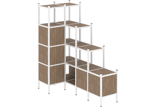 Стеллаж угловой внутренний вариант 42 Европа, цвет дуб аризона + белый