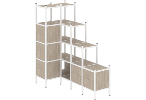 Стеллаж угловой внутренний вариант 42 Европа, цвет дуб аттик + белый