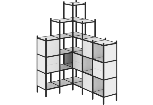 Стеллаж угловой внутренний вариант 43 Европа, цвет белый бриллиант + черный