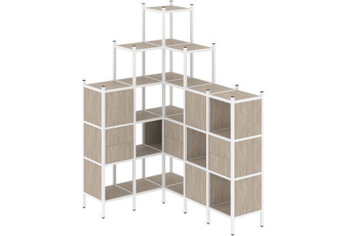 Стеллаж угловой внутренний вариант 43 Европа, цвет дуб аттик + белый