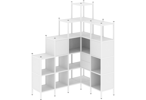Стеллаж угловой внутренний вариант 44 Европа, цвет белый бриллиант + белый