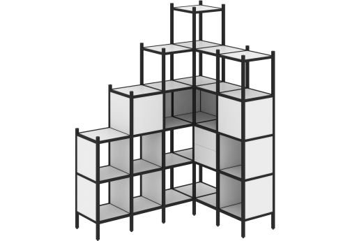 Стеллаж угловой внутренний вариант 44 Европа, цвет белый бриллиант + черный