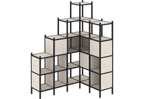 Стеллаж угловой внутренний вариант 44 Европа, цвет денвер светлый + черный