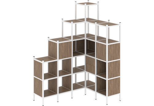 Стеллаж угловой внутренний вариант 44 Европа, цвет дуб аризона + белый