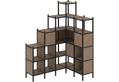 Стеллаж угловой внутренний вариант 44 Европа, цвет дуб аризона + черный