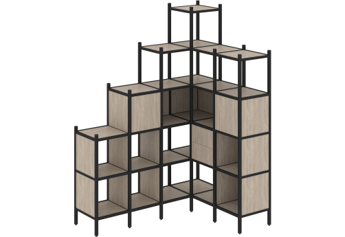 Стеллаж угловой внутренний вариант 44 Европа, цвет дуб аттик + черный