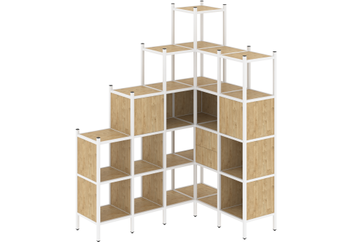 Стеллаж угловой внутренний вариант 44 Европа, цвет тиквуд светлый + белый
