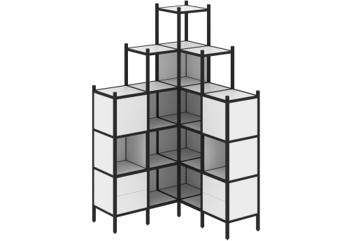 Стеллаж угловой внутренний вариант 45 Европа, цвет белый бриллиант + черный