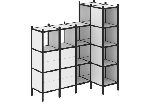 Стеллаж угловой внутренний вариант 47 Европа, цвет белый бриллиант + черный