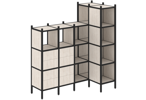 Стеллаж угловой внутренний вариант 47 Европа, цвет денвер светлый + черный