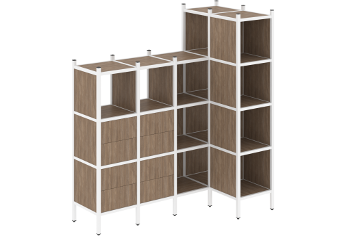 Стеллаж угловой внутренний вариант 47 Европа, цвет дуб аризона + белый