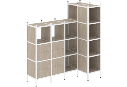 Стеллаж угловой внутренний вариант 47 Европа, цвет дуб аттик + белый