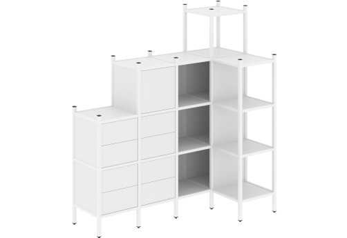 Стеллаж угловой внутренний вариант 48 Европа, цвет белый бриллиант + белый