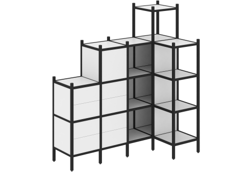 Стеллаж угловой внутренний вариант 48 Европа, цвет белый бриллиант + черный