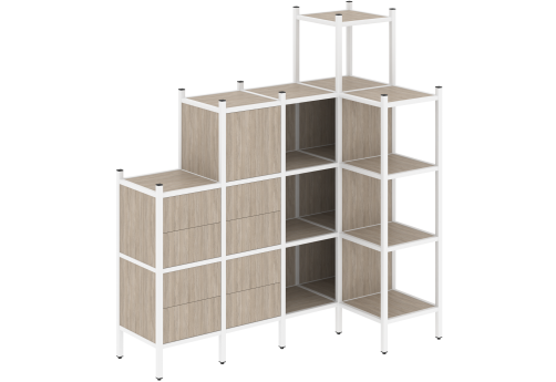 Стеллаж угловой внутренний вариант 48 Европа, цвет дуб аттик + белый