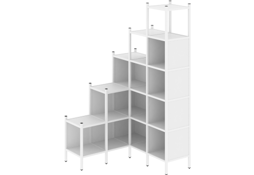 Стеллаж угловой внутренний вариант 49 Европа, цвет белый бриллиант + белый