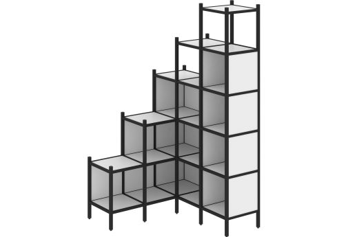 Стеллаж угловой внутренний вариант 49 Европа, цвет белый бриллиант + черный