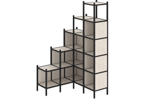 Стеллаж угловой внутренний вариант 49 Европа, цвет денвер светлый + черный