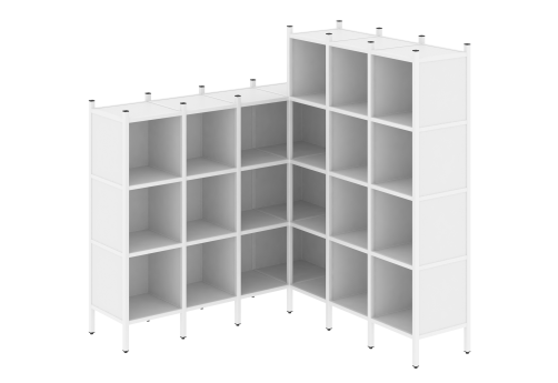 Стеллаж угловой внутренний вариант 50 Европа, цвет белый бриллиант + белый