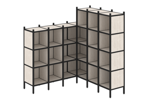 Стеллаж угловой внутренний вариант 50 Европа, цвет денвер светлый + черный