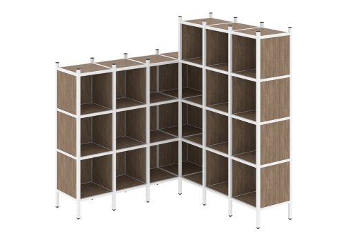 Стеллаж угловой внутренний вариант 50 Европа, цвет дуб аризона + белый