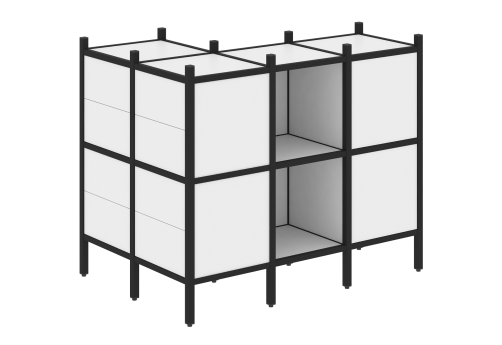 Стеллаж угловой внешний вариант 51 Европа, цвет белый бриллиант + черный